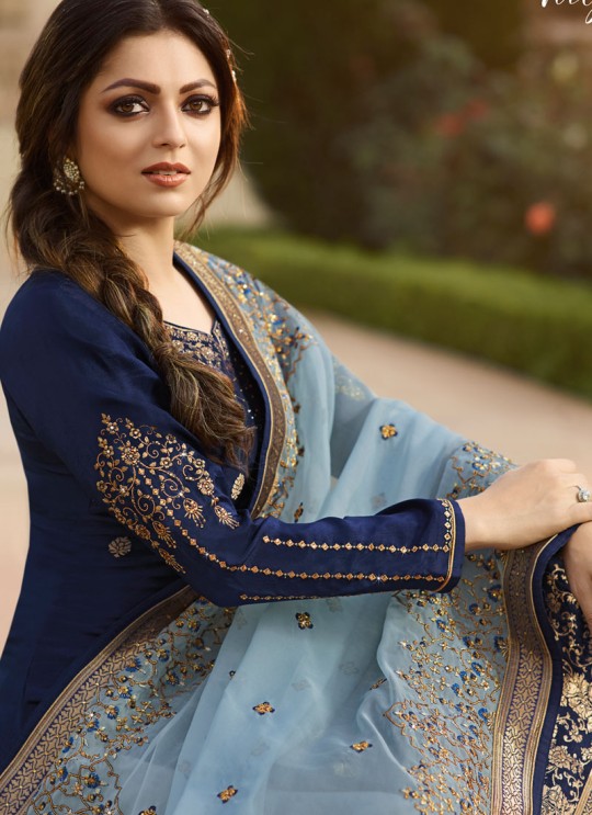 Dola Jacquard Traditional Wear Straight Cut Suits In Royal Blue Color Nitya Vol 137 3706 By LT Fabrics SC/015272