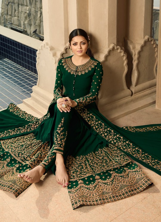 Green Color Embroidered Floor Length Anarkali For Ring Ceremony Nitya Vol 138 3803 By LT Fabrics SC/015362