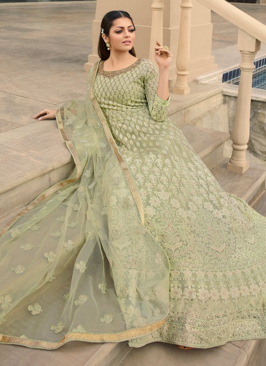 Green Color Embroidered Floor Length Anarkali For Ring Ceremony Nitya Vol 138 3806 By LT Fabrics SC/015365
