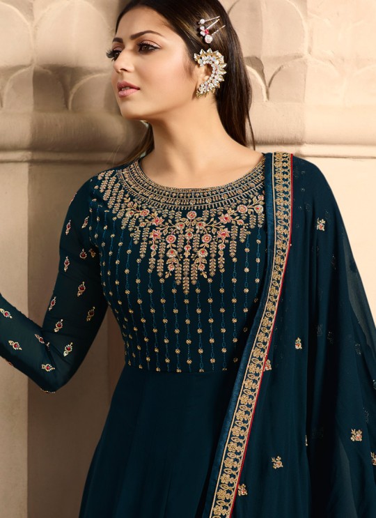 Navy Blue Color Embroidered Floor Length Anarkali For Ring Ceremony Nitya Vol 138 3807 By LT Fabrics SC/015366