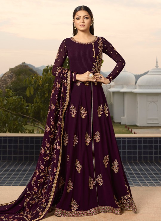 Purple Color Embroidered Floor Length Anarkali For Ring Ceremony Nitya Vol 138 3808 By LT Fabrics SC/015367