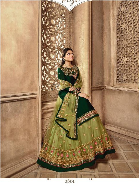 Green Satin Georgette Designer Skirt Kameez Nitya Vol 139 3901 Set By LT Fabrics SC/015234