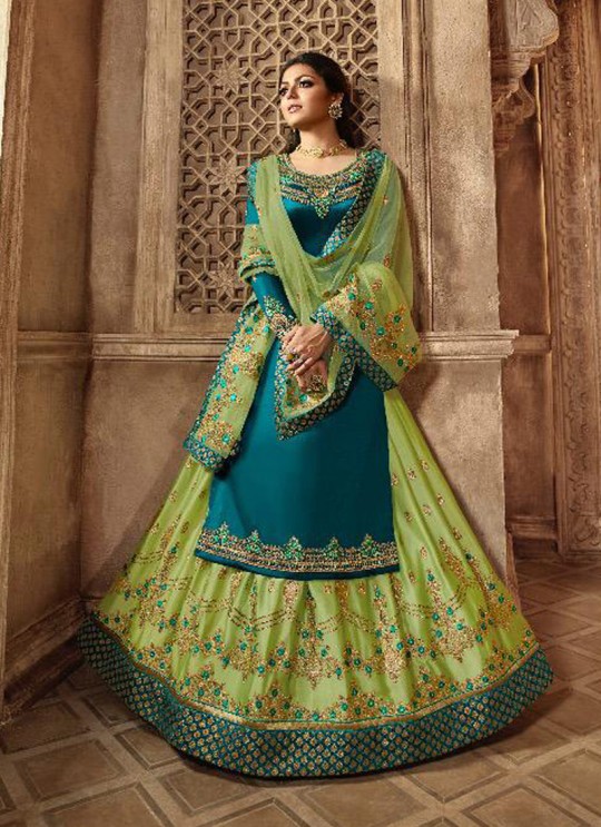 Teal Blue Satin Georgette Contemporary Skirt Kameez Nitya Vol 139 3905 Set By LT Fabrics SC/015234
