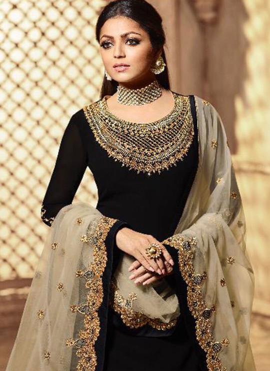 Black Georgette Indian Style Skirt Kameez Nitya Vol 139 3907 Set By LT Fabrics SC/015234