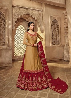 Brown Satin Georgette Contemporary Skirt Kameez Nitya Vol 139 3940 Set By LT Fabrics SC/015234