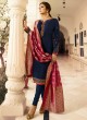 Satin Georgette Blue Contemporary Churidar Suits With Jacquard Dupatta Nitya Vol 140 4001 By LT Fabrics SC/015391 Satin Georgette Blue Contemporary Churidar Suits With Jacquard Dupatta Nitya Vol 140 4001 By LT Fabrics SC/015391