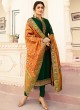 Satin Georgette Green Designer Churidar Suits With Jacquard Dupatta Nitya Vol 140 4002 By LT Fabrics SC/015391