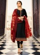 Satin Georgette Black Party Wear Churidar Suits With Jacquard Dupatta Nitya Vol 140 4003 By LT Fabrics SC/015391