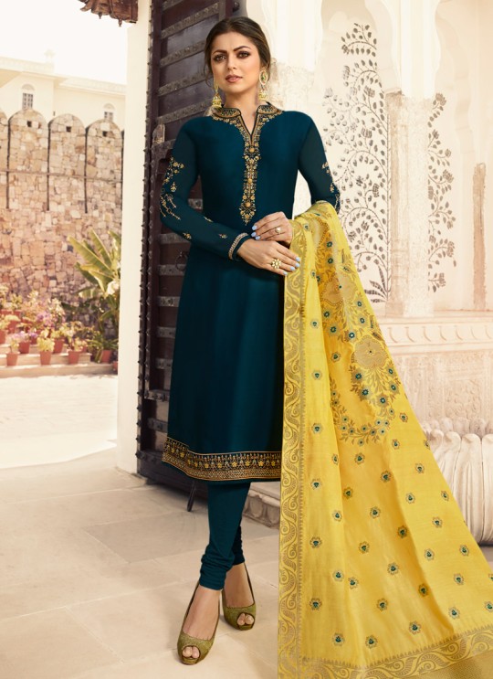 Satin Georgette Royal Blue Festival Wear Churidar Suits With Jacquard Dupatta Nitya Vol 140 4006 By LT Fabrics SC/015391