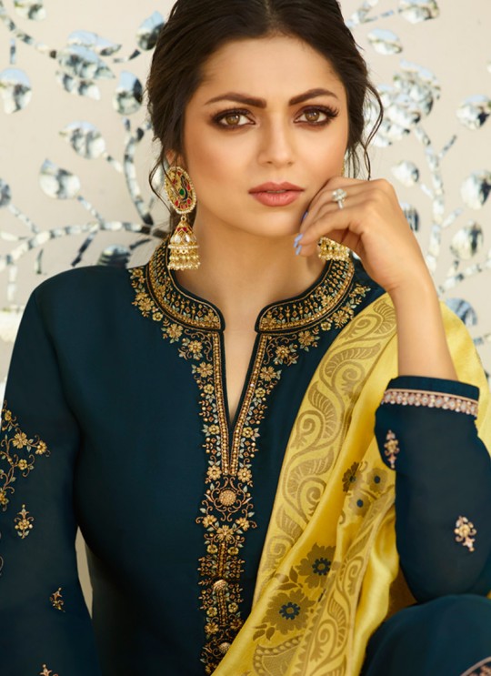 Satin Georgette Royal Blue Festival Wear Churidar Suits With Jacquard Dupatta Nitya Vol 140 4006 By LT Fabrics SC/015391