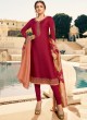 Satin Georgette Magenta Contemporary Churidar Suits With Jacquard Dupatta Nitya Vol 140 4007 By LT Fabrics SC/015391 Satin Georgette Magenta Contemporary Churidar Suits With Jacquard Dupatta Nitya Vol 140 4007 By LT Fabrics SC/015391