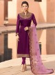 Designer Satin Georgette Straight Cut Suits In Purple Color Nitya Vol 141 4108 By LT Fabrics SC/015320