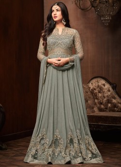 Grey Crape Keira 1106 Floor Length Anarkali By Maisha SC/011441