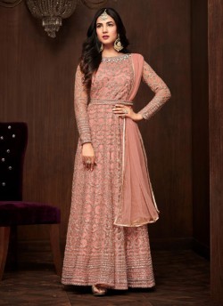 Peach Net Keira 1103A Color Floor Length Anarkali By Maisha SC/011863