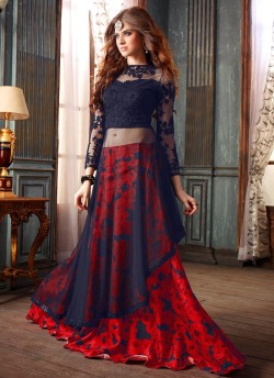 Blue Georgette Maskeen Addiction 19003 Lehenga Style Suit By Maisha SC/000313