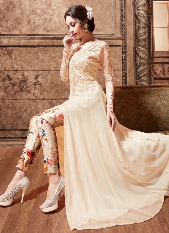 Cream Georgette MASKEEN ADDICTION 7 3704 Colors 22001 Pakistani Suit By Maisha SC/002457