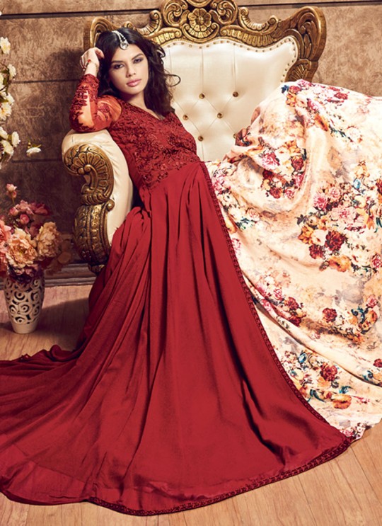 Maroon Georgette MASKEEN ADDICTION 7 3704 Colors 22006 Pakistani Suit By Maisha SC/002462