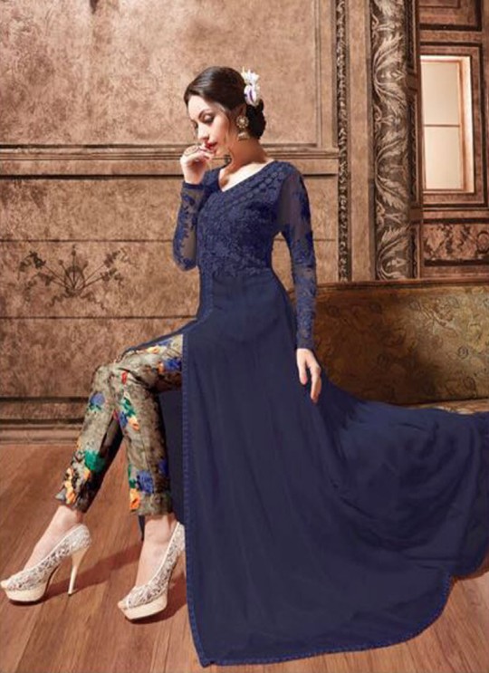 Blue Georgette MASKEEN ADDICTION 7 3704 Colors 22008 Pakistani Suit By Maisha SC/011993