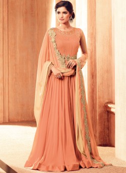 Peach Georgette MASKEEN ADDICTION-13 27007 Floor Length Anarkali By Maisha SC/009235