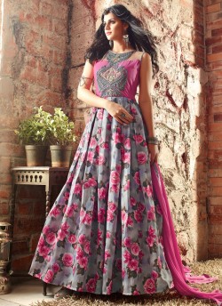 Multicolor Banarsi Silk Maskeen 3400 Series 3402 Gown Style Anarkali By Maisha SC/000325