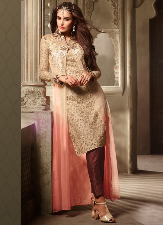 Cream, Pink Net Aster 3501 Pakistani Suit By Maisha SC/000332