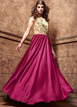 Pink, Cream Satin Maskeenji 3605 Gown Style Anarkali By Maisha SC/001012