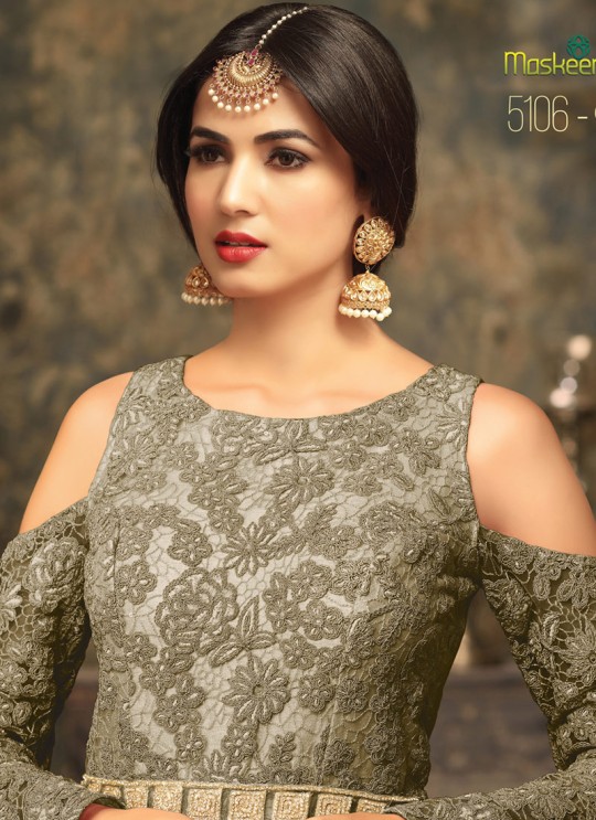 Grey Net Jawariya 5106C Color Gown Style Anarkali By Maisha SC/006579