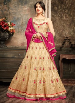 Cream Net Jawariya 5107 Floor Length Anarkali By Maisha SC/006125