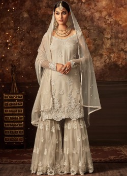 OffWhite Net Aziza 5802 Sharara Suit By Maisha SC/011122