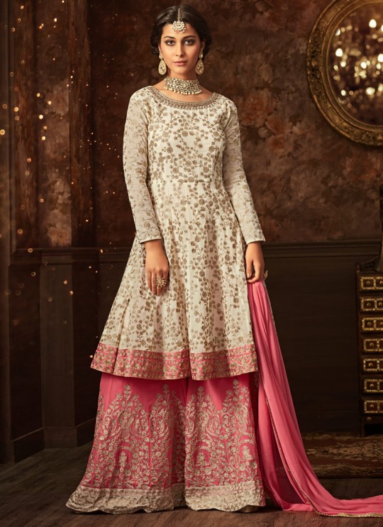 Cream Georgette Aziza 5807 Sharara Suit By Maisha SC/011127 Cream Georgette Aziza 5807 Sharara Suit By Maisha SC/011127