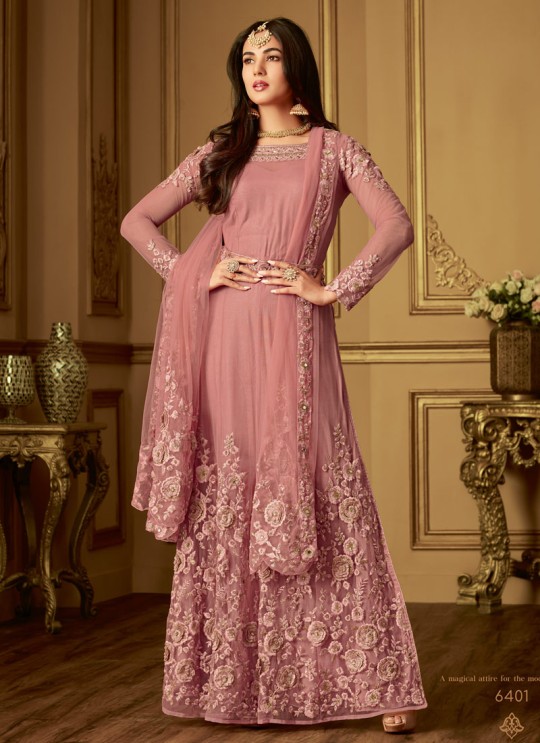 Dusty Pink Net Pakistani Style Wedding Wear Salwar Suit Rumina 6401 By Maisha SC/013255