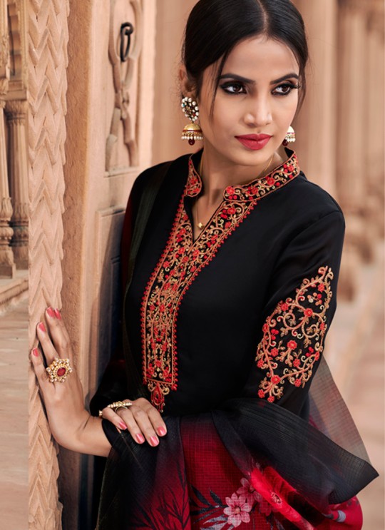 Black Satin Georgette Maskeen Silk Vol 3 6603 By Maisha Palazzo Suit SC/013428 Black Satin Georgette Maskeen Silk Vol 3 6603 By Maisha Palazzo Suit SC/013428
