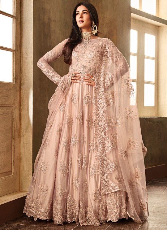 Peach Net  Wedding Wear Floor Length Anarkali Aafreen 6701 By Maisha SC/013820