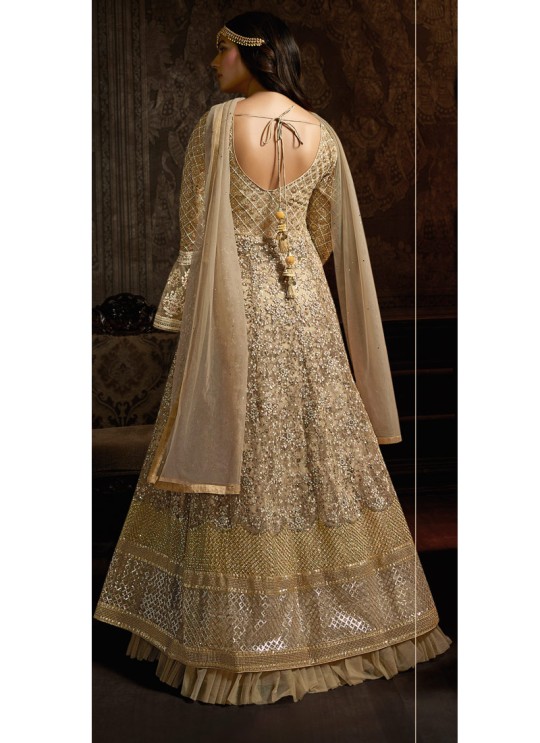Beige Net Floor Length Anarkali Suit For Wedding Ceremony Aafreen Vol 3 7601 By Maisha SC/016621 Beige Net Floor Length Anarkali Suit For Wedding Ceremony Aafreen Vol 3 7601 By Maisha SC/016621