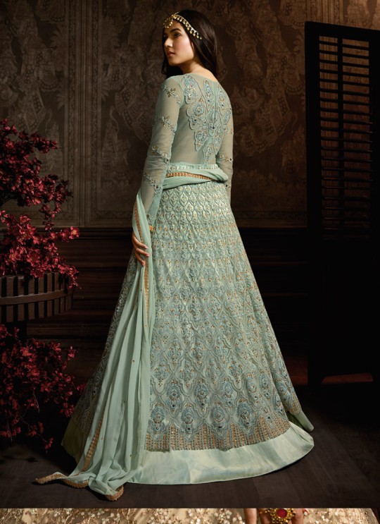 Pista Green Net Floor Length Anarkali Suit For Wedding Ceremony Aafreen Vol 3 7606 By Maisha SC/016626