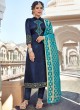 Blue Party Wear Straight Cut Suits With Banarsi Silk Dupatta Harleen 7801 By Maisha SC/016029