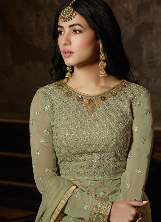 Inayat By Maisha 8602 Green Georgette Pakistani Bridal Palazzo Suit