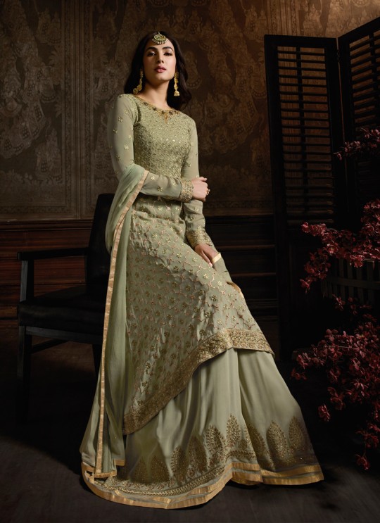 Inayat By Maisha 8602 Green Georgette Pakistani Bridal Palazzo Suit