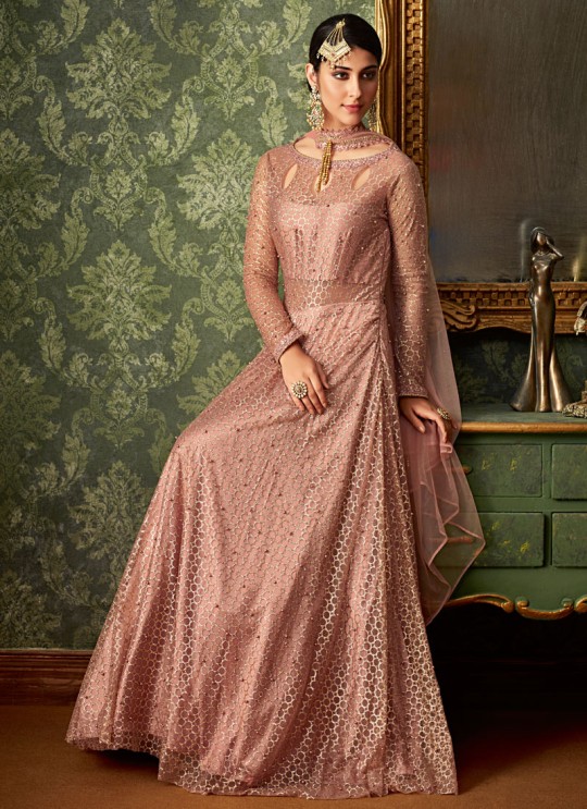 Pink Jacquard Wedding Wear Embroidered Gown Style Anarkali Suit Queen Of Hearts 7106 By Maisha SC/015108