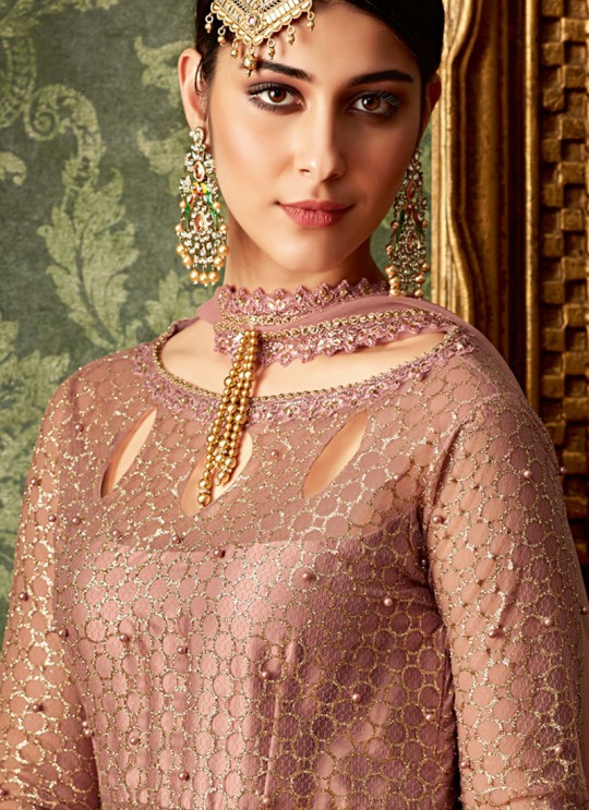 Pink Jacquard Wedding Wear Embroidered Gown Style Anarkali Suit Queen Of Hearts 7106 By Maisha SC/015108