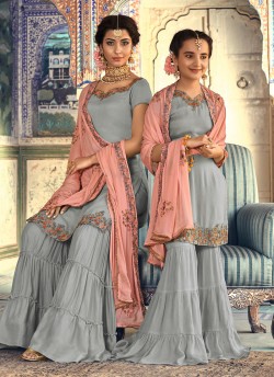 Riwaayat By Maisha Maskeen 6901 to 6907 Series Mother And Daughter Wedding Sharara Suits For Kids