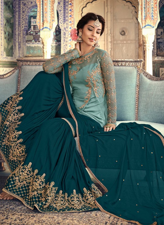 Ice Blue Net Mother & Daughter Wedding Wear Sharara Kameez Riwaayat 6902 By Maisha Maskeen SC/014210