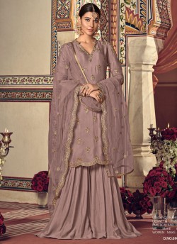 Mauve Rangoli Georgette Mother & Daughter Wedding Wear Sharara Kameez Riwaayat 6904 By Maisha Maskeen SC/014212