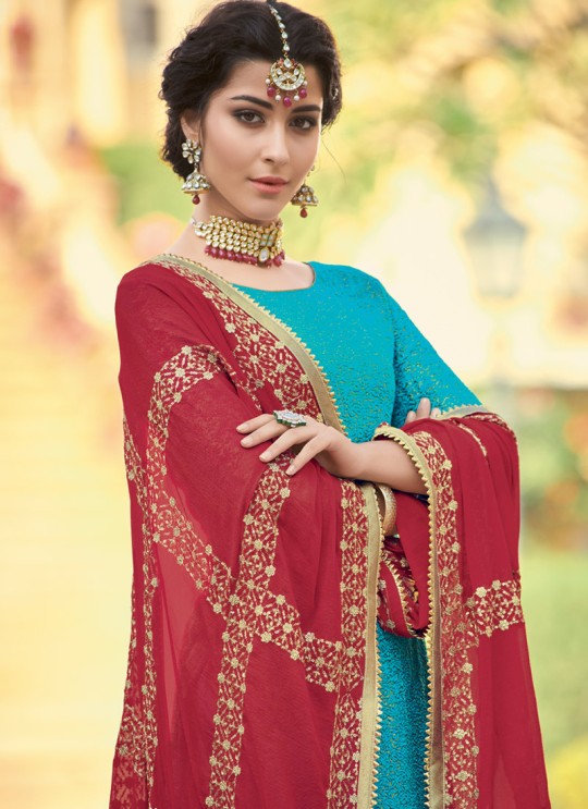 Blue Brocade Jacquard Party Wear Palazzo Suit Sultana 6804 By Maisha SC/014076 Blue Brocade Jacquard Party Wear Palazzo Suit Sultana 6804 By Maisha SC/014076