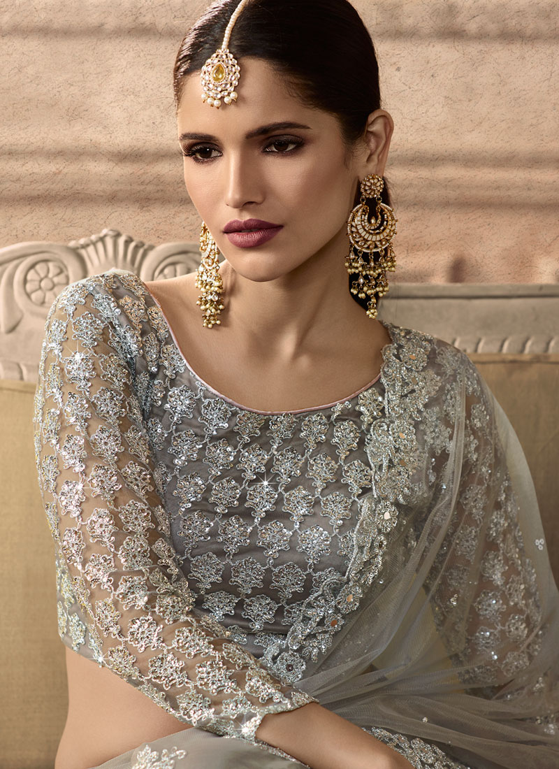 Bridal Lehenga Choli Wholesaler- Online Shopping Grey Net Bridal ...