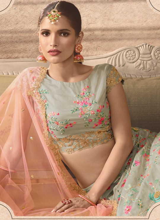 Pista Green Tissue Bridal Lehenga Choli Vivaana 20005 By Maisha