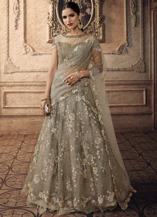 Grey Net Bridal Lehenga Choli Vivaana 20006 By Maisha Grey Net Bridal Lehenga Choli Vivaana 20006 By Maisha