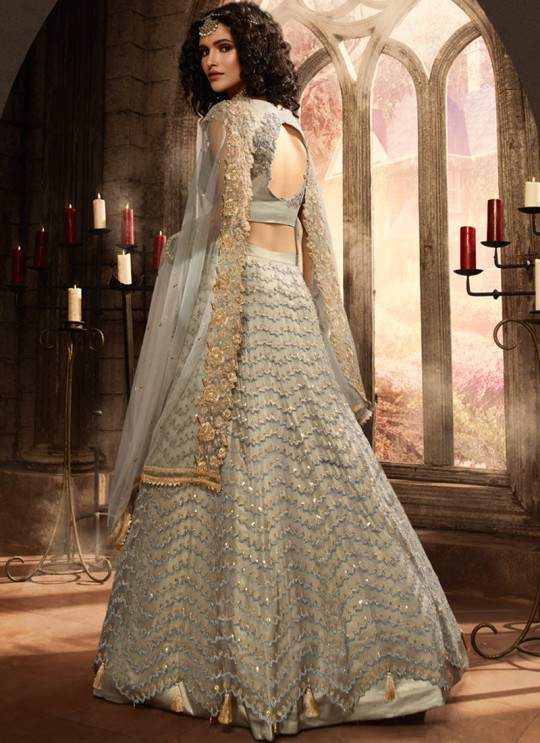 Bridal Net A-Line Lehenga In Grey Color Vivaana Vol 2- 21001 By Maisha SC/016842 Bridal Net A-Line Lehenga In Grey Color Vivaana Vol 2- 21001 By Maisha SC/016842