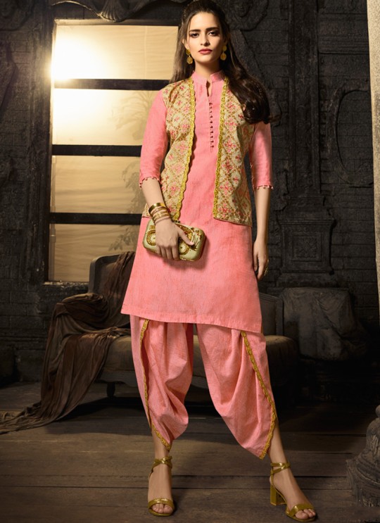 Peach Linen Cotton Party Wear Indo Western Kurti Meave 7902 By Maisha  SC/016321 Size L