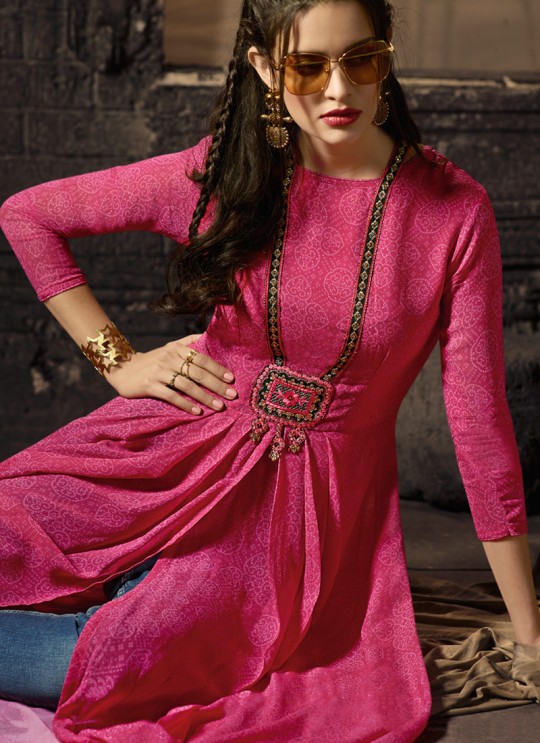 Pink Georgette Party Wear Indo Western Kurti Meave 7905 By Maisha  SC/016327 Size L